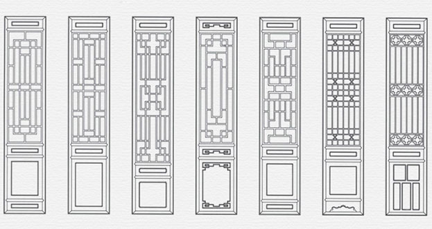 东升镇常用中式仿古花窗图案隔断设计图