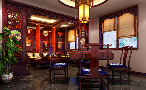 东升镇古典中式风格茶楼包间设计装修效果图